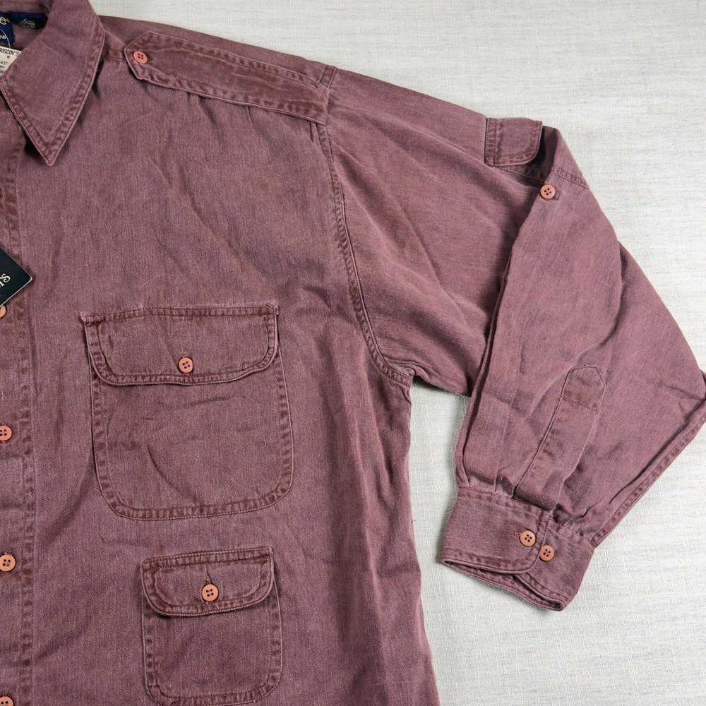 Revenge Shirtmakers Mens Large Mauve Cotton Safari Long Sleeve Button Down Shirt
